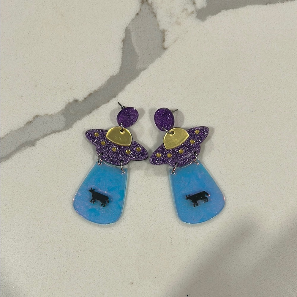 Unique Purple and Blue Earrings